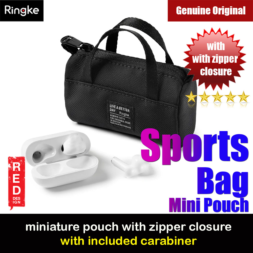 Picture of Ringke Mini Pouch Sport Bag Miniature with Zipper Closure with Carabiner for Small Gadgets (Black) Red Design- Red Design Cases, Red Design Covers, iPad Cases and a wide selection of Red Design Accessories in Malaysia, Sabah, Sarawak and Singapore 