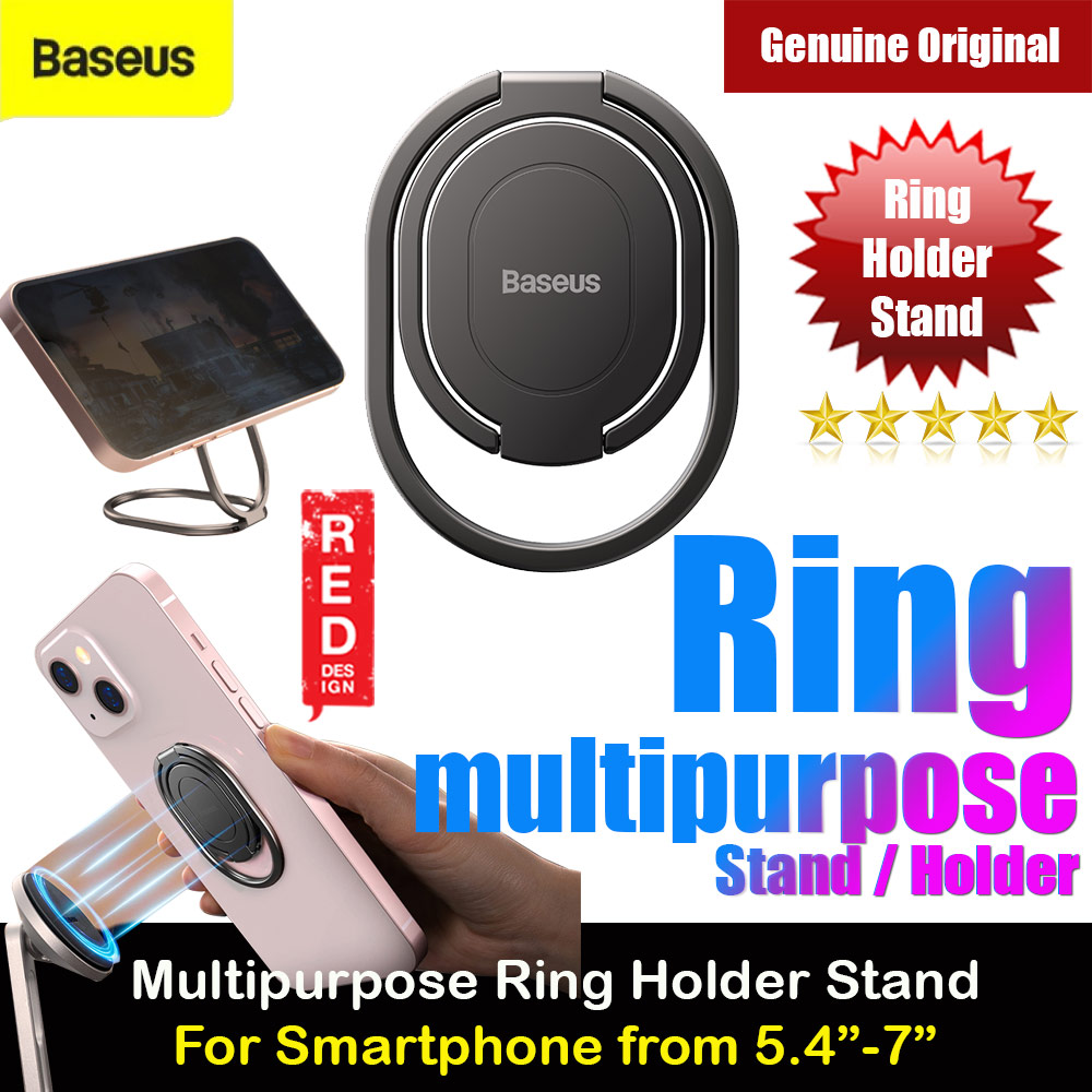 Picture of Baseus Slim and Compact 3M Adhesive Multipurpose Ring Holder Ring Stand Compatible with Magnetic Car Mount for Smartphone Metal (Gray) Red Design- Red Design Cases, Red Design Covers, iPad Cases and a wide selection of Red Design Accessories in Malaysia, Sabah, Sarawak and Singapore 