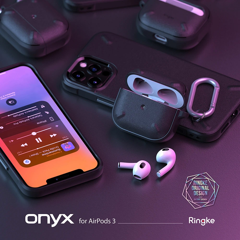 Picture of Apple Airpods 3 Case | Ringke Onyx Durable TPU for Heavy Duty Defense Protection Case for Airpods 3 (Burgundy)