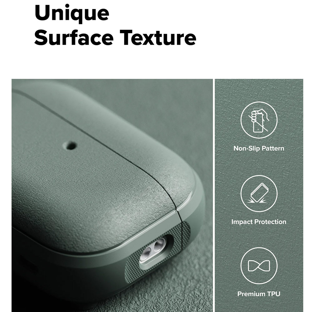 Picture of Apple Airpods Pro 3 Case | Ringke Onyx Magnetic Protective Protection Rugged Case with Carabiner for Apple Airpods Pro 3 (Sage Green)