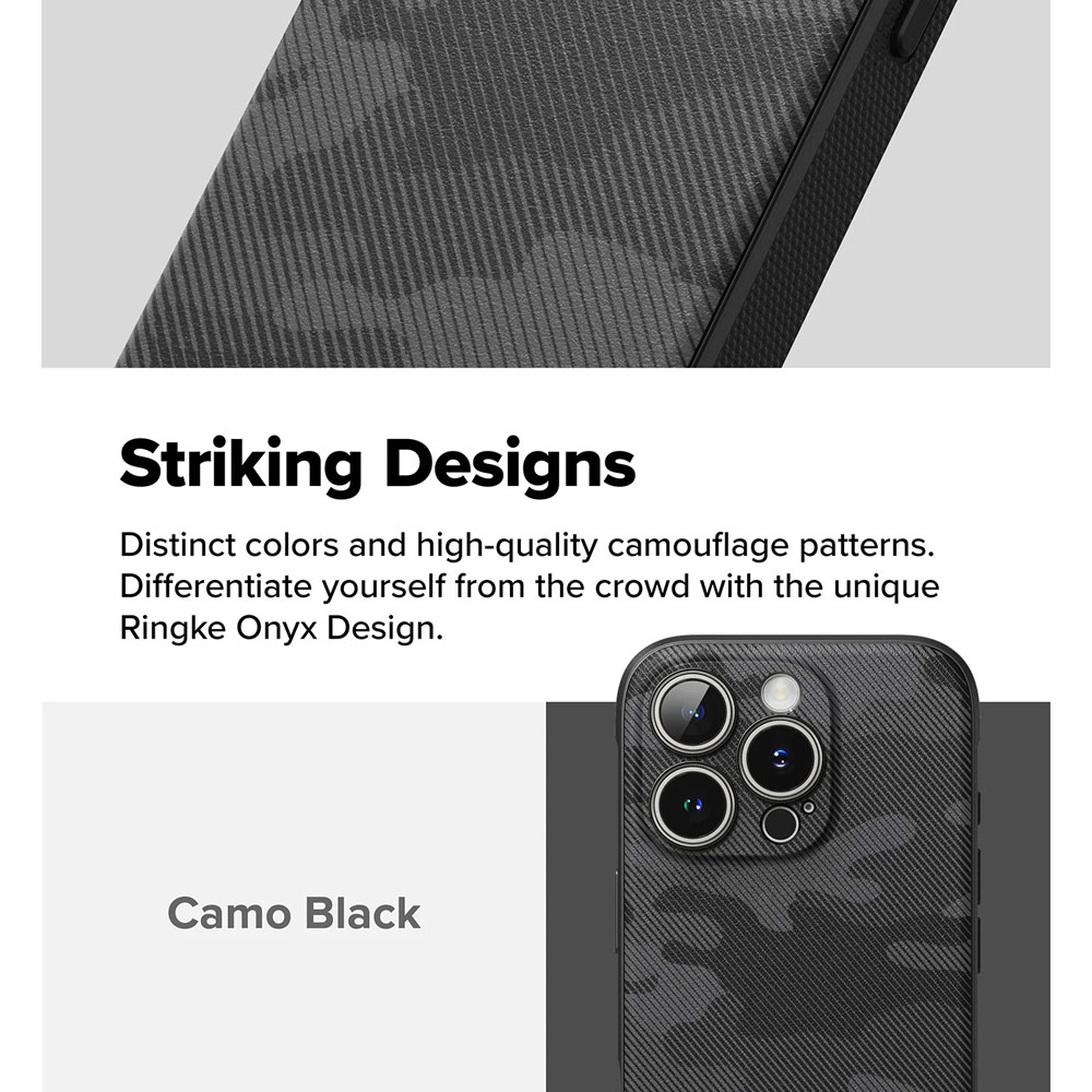 Picture of Apple iPhone 16 Pro Max 6.9 Case | Ringke Onyx Design Tough Heavy Duty Slim Light Drop Protection Case for Apple iPhone 16 Pro Max 6.9 (Camo Black)