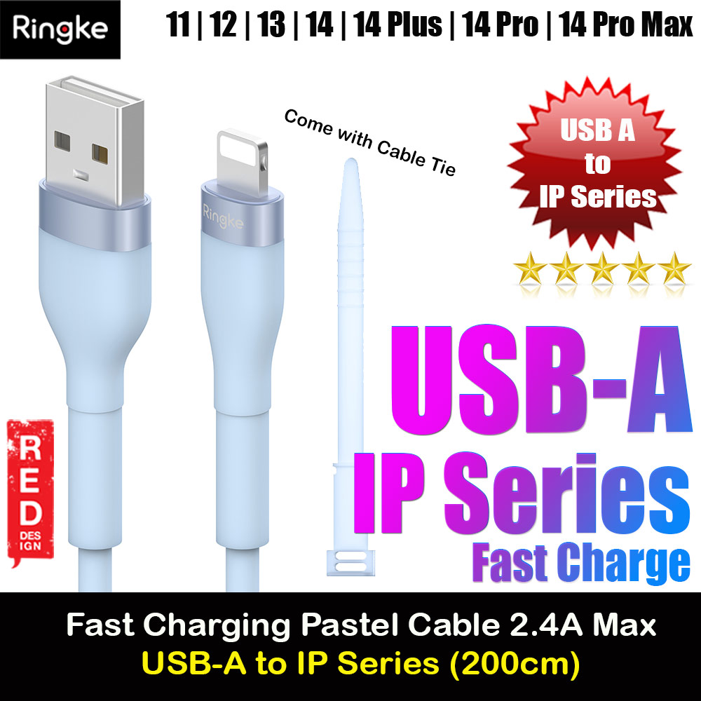 Picture of Ringke Pastel TPE Durable Cable with Cable Tie Organizer 20W Fast Charge USB C to Lightning (Blue 200cm) Red Design- Red Design Cases, Red Design Covers, iPad Cases and a wide selection of Red Design Accessories in Malaysia, Sabah, Sarawak and Singapore 