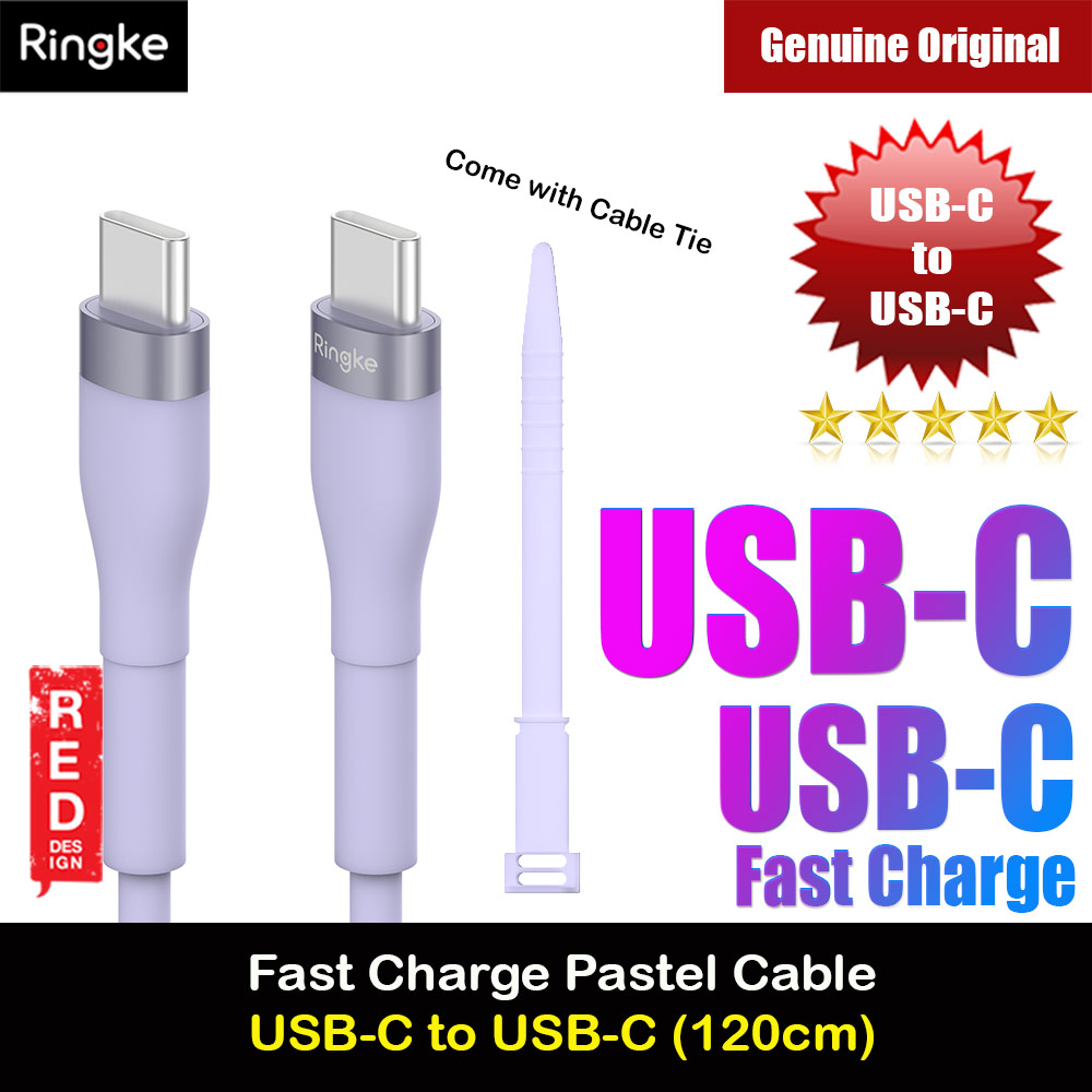 Picture of Ringke Pastel TPE Durable Cable with Cable Tie Organizer 3A Max 60W Fast Charge USB C to Type C (Purple 120cm) Red Design- Red Design Cases, Red Design Covers, iPad Cases and a wide selection of Red Design Accessories in Malaysia, Sabah, Sarawak and Singapore 