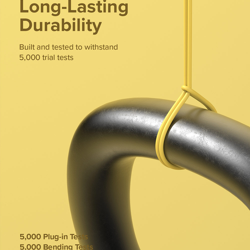 Picture of Ringke Pastel TPE Durable Cable with Cable Tie Organizer 3A Max 60W Fast Charge USB C to Type C (Yellow 200cm)