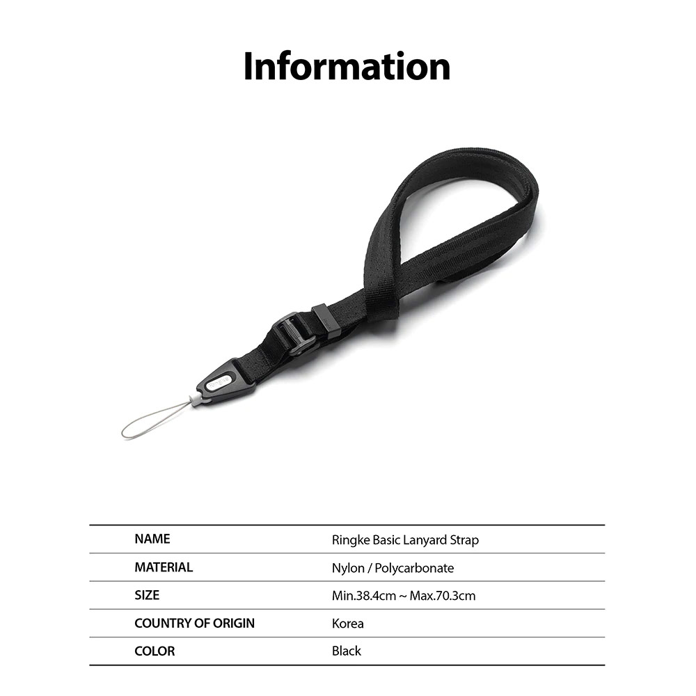 Picture of Ringke Lanyard Strap for phone case keychain camera game console USB flash drives (Black)