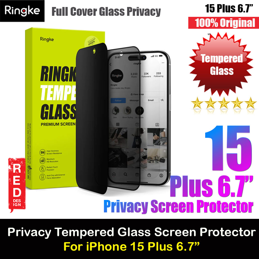 Picture of Ringke Tempered Glass Full Cover Glass Screen Protector with Installation Jig Helper for iPhone 15 Plus 6.7 (Privacy Anti View Peep SpyBlack) Apple iPhone 15 Plus 6.7- Apple iPhone 15 Plus 6.7 Cases, Apple iPhone 15 Plus 6.7 Covers, iPad Cases and a wide selection of Apple iPhone 15 Plus 6.7 Accessories in Malaysia, Sabah, Sarawak and Singapore 
