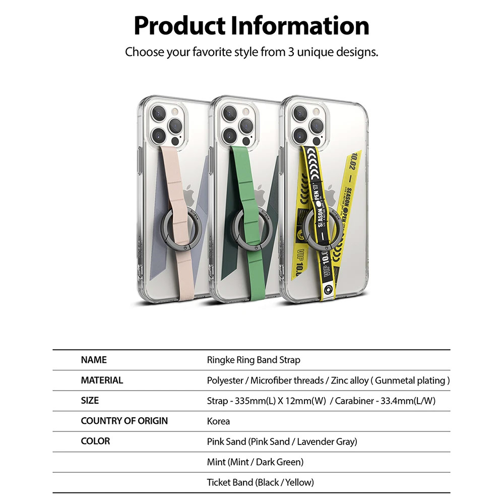 Picture of Ringke Ring Band Strap with Carabiner for Smartphone Case (Ticket Band)
