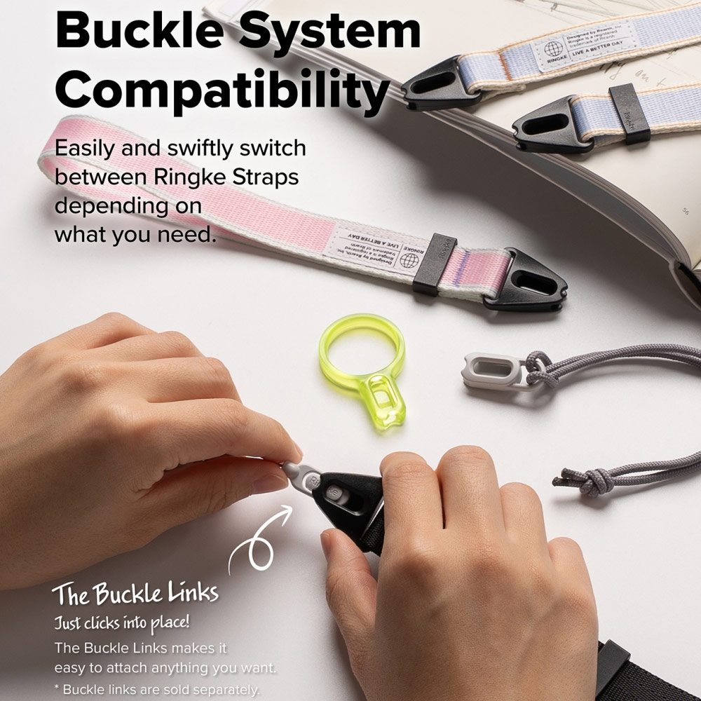 Picture of Ringke High density polyester Slim Shoulder Strap for Perfect for daily use traveling hiking smartphone Portable Handheld Fan Strap (Black)