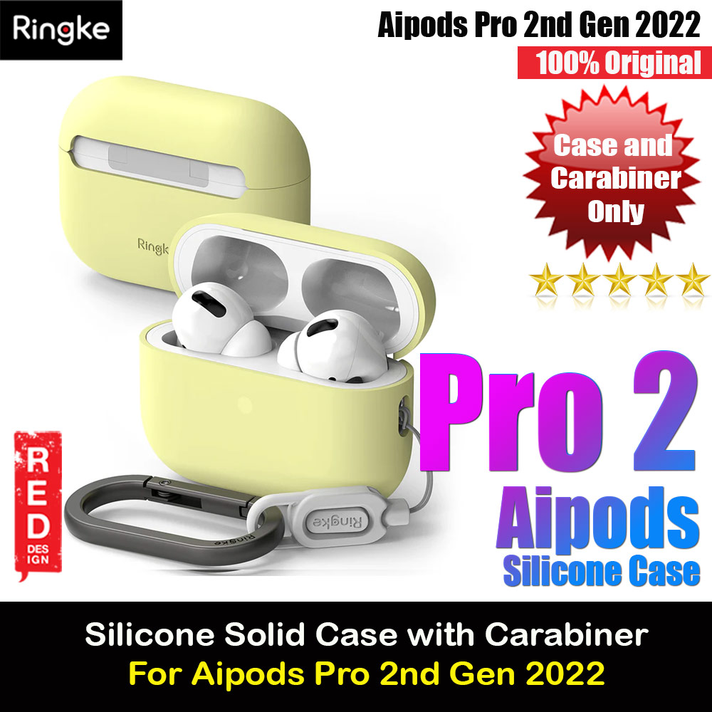 Picture of Ringke Silicone Soft Feel Hard Protective Protection Case with Carabiner for Apple Airpods Pro 2 (Mellow Yellow) Apple Airpods Pro 2- Apple Airpods Pro 2 Cases, Apple Airpods Pro 2 Covers, iPad Cases and a wide selection of Apple Airpods Pro 2 Accessories in Malaysia, Sabah, Sarawak and Singapore 