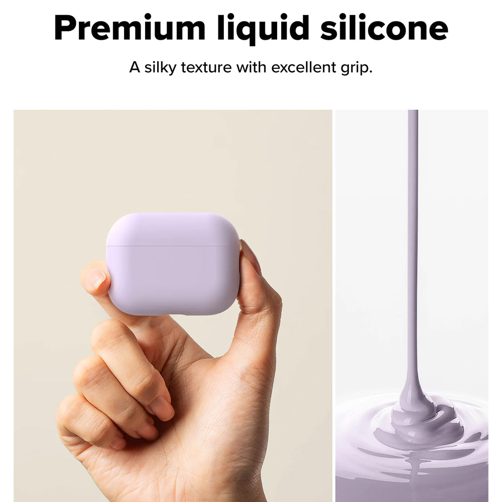 Picture of Apple Airpods Pro 3 Case | Ringke Silicone Soft Feel Hard Protective Protection Case with Carabiner for Apple Airpods Pro 3 (Light Purple)
