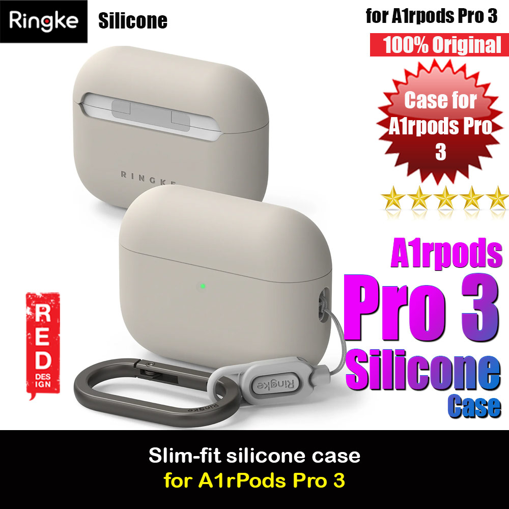 Picture of Ringke Silicone Soft Feel Hard Protective Protection Case with Carabiner for Apple Airpods Pro 3 (Stone) Apple Airpods Pro 3- Apple Airpods Pro 3 Cases, Apple Airpods Pro 3 Covers, iPad Cases and a wide selection of Apple Airpods Pro 3 Accessories in Malaysia, Sabah, Sarawak and Singapore 
