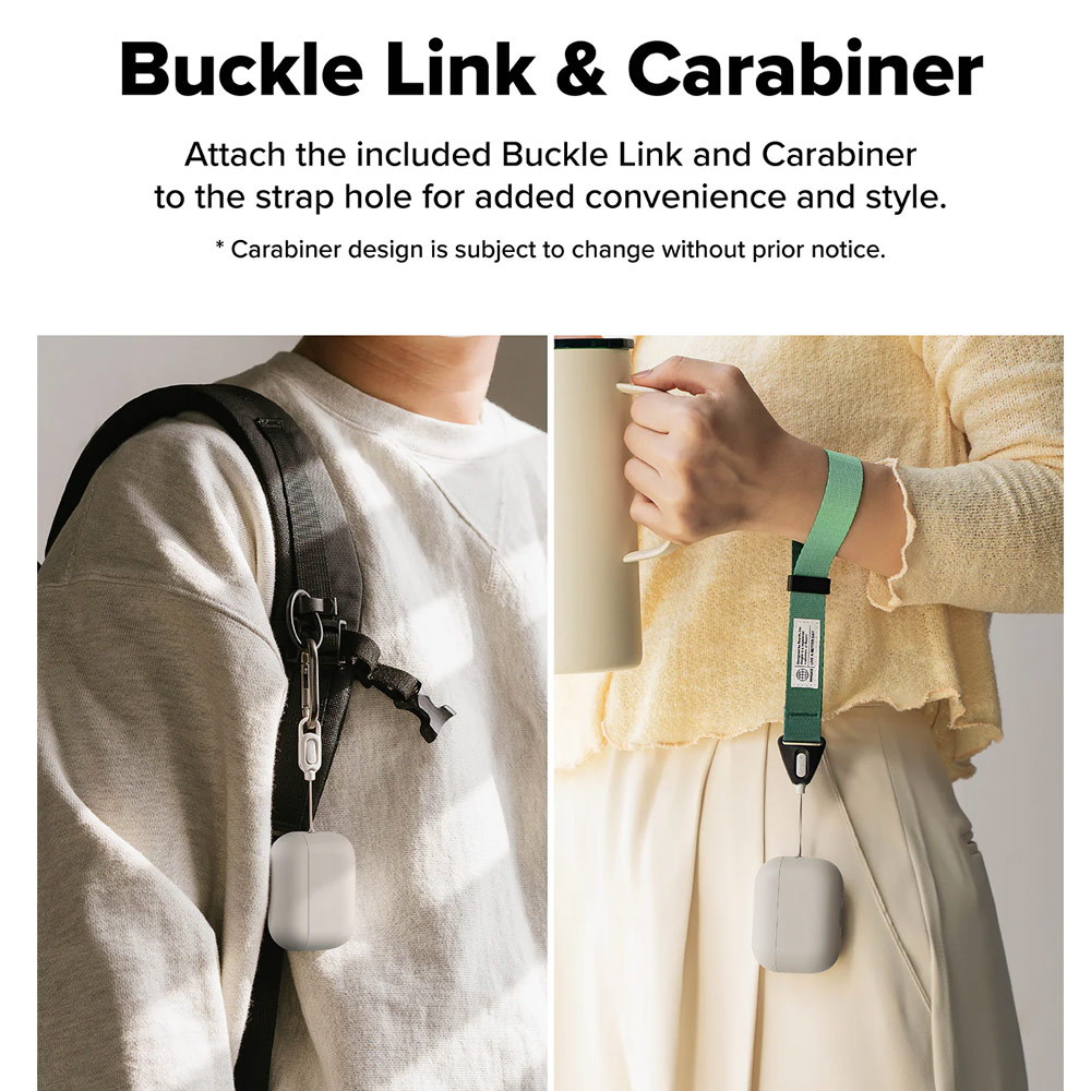 Picture of Apple Airpods Pro 3 Case | Ringke Silicone Soft Feel Hard Protective Protection Case with Carabiner for Apple Airpods Pro 3 (Stone)