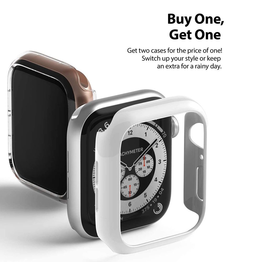 Picture of Apple Watch 44mm Case | Ringke Slim Perfect Fit Case for Apple Watch Series 4 5 6 SE 44mm  (2 PACK with Clear and Dark Chrome)