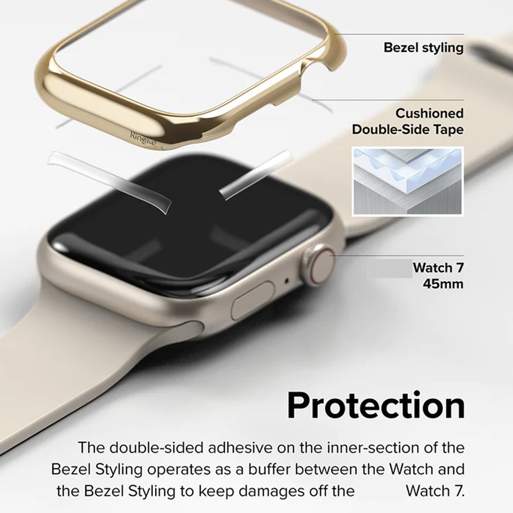 Picture of Apple Watch 41mm | Ringke Adhesive Stainless Steel Bezel Styling for Apple Watch Series 7 8 9 41mm (Gold)