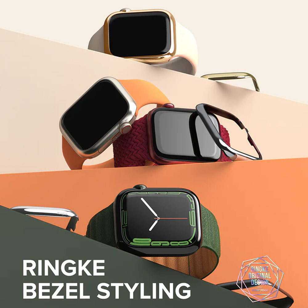 Picture of Apple Watch 41mm | Ringke Adhesive Stainless Steel Bezel Styling for Apple Watch Series 7 8 9 41mm (Gold)