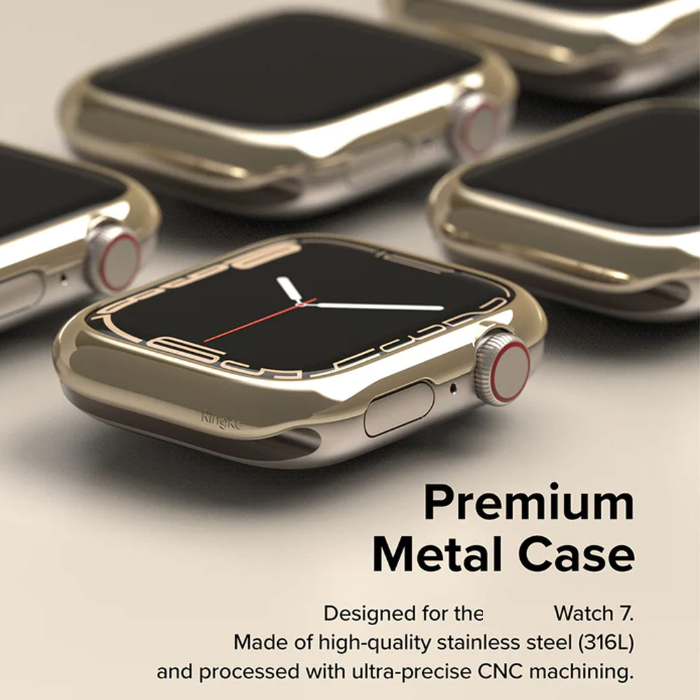 Picture of Apple Watch 41mm | Ringke Adhesive Stainless Steel Bezel Styling for Apple Watch Series 7 8 9 41mm (Gold)