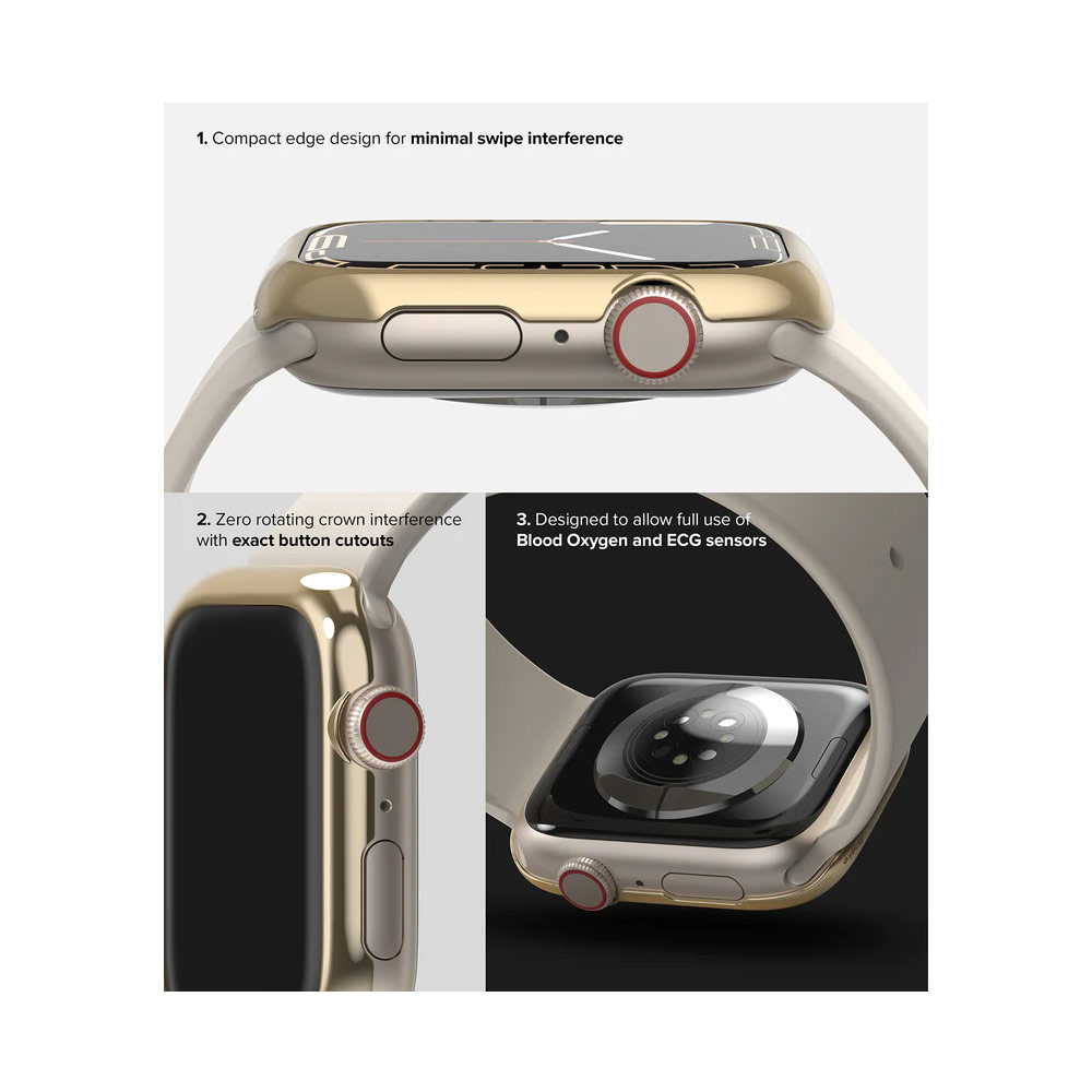 Picture of Apple Watch 41mm | Ringke Adhesive Stainless Steel Bezel Styling for Apple Watch Series 7 8 9 41mm (Gold)