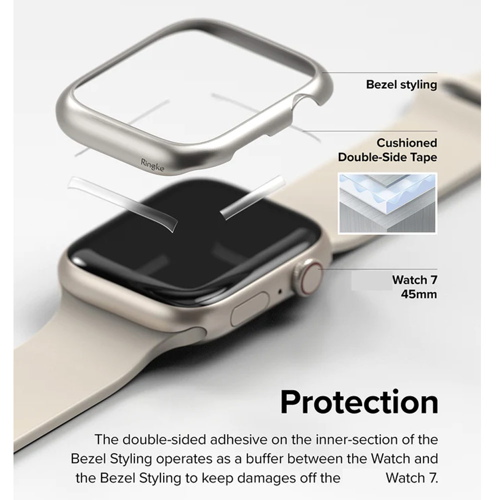 Picture of Apple Watch 45mm | Ringke Adhesive Stainless Steel Bezel Styling for Apple Watch Series 7 8 9 45mm (Titanium)