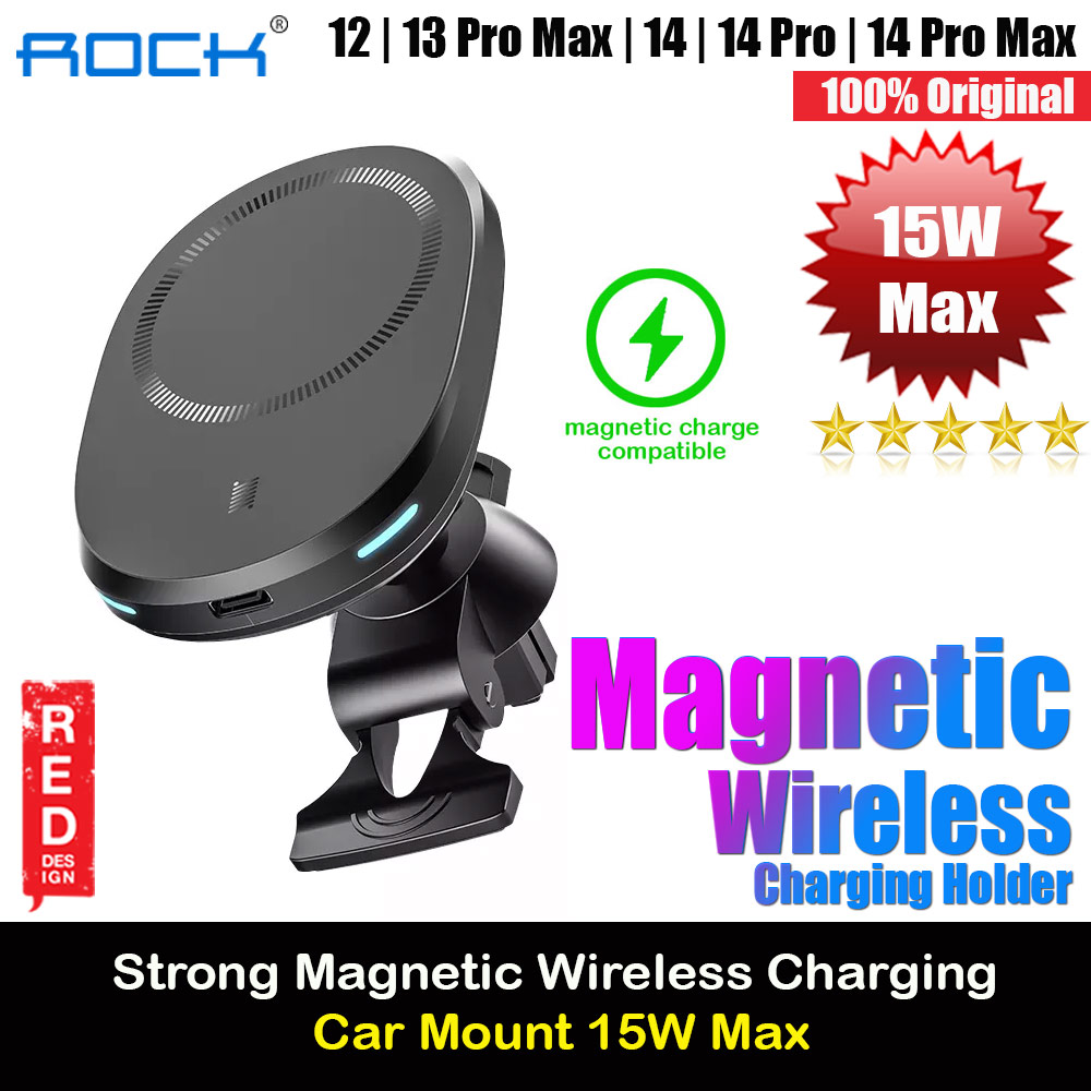 Picture of Rock N52 Strong Magnetic 15W Fast Wireless Car Charger Car Mount Phone Holder Air Vent Air Con Car Mount Holder (Black) Red Design- Red Design Cases, Red Design Covers, iPad Cases and a wide selection of Red Design Accessories in Malaysia, Sabah, Sarawak and Singapore 