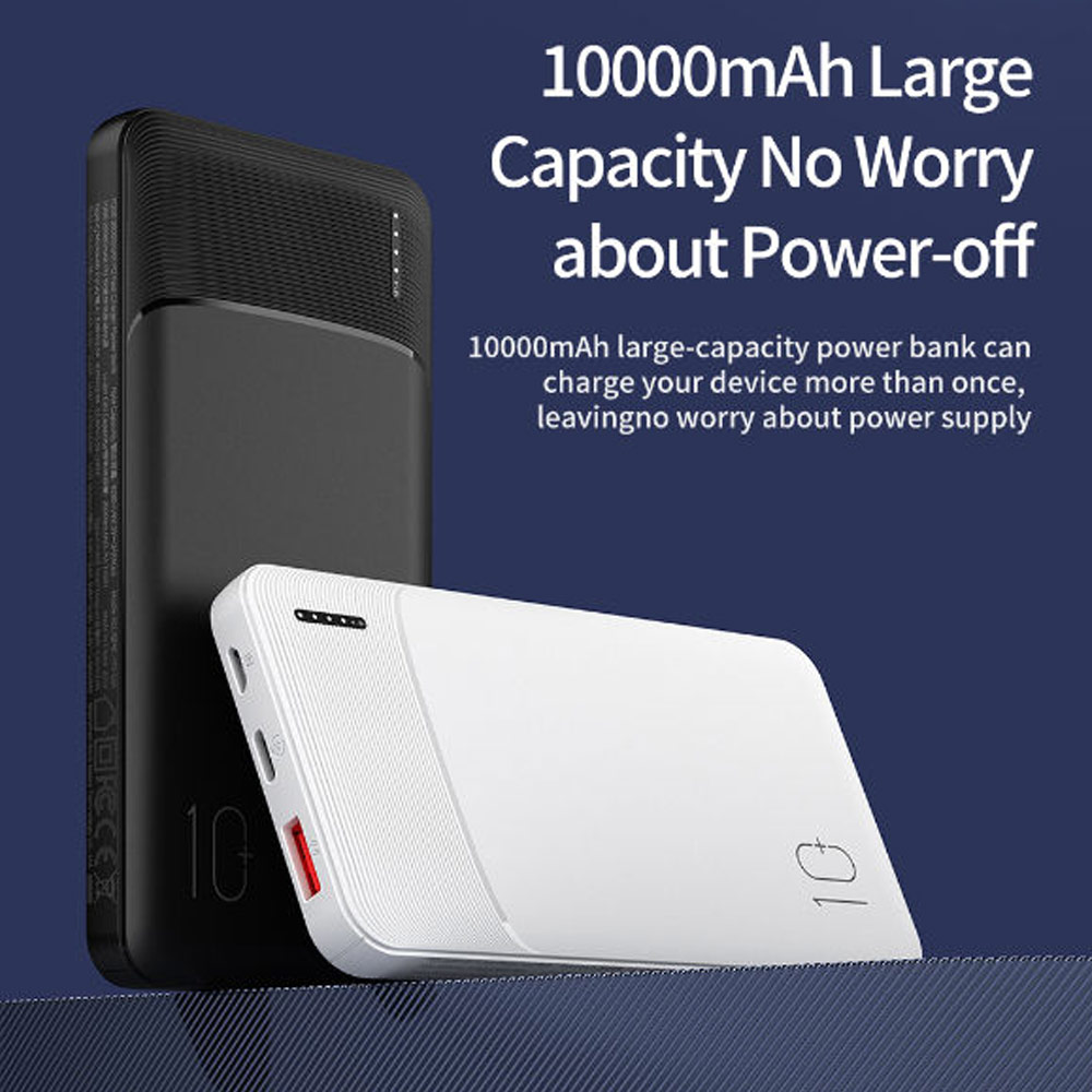 Picture of Rock Fast Charge 18W 20W 10000mAh Power Bank with Multiple Outputs USB C USB A (Black)