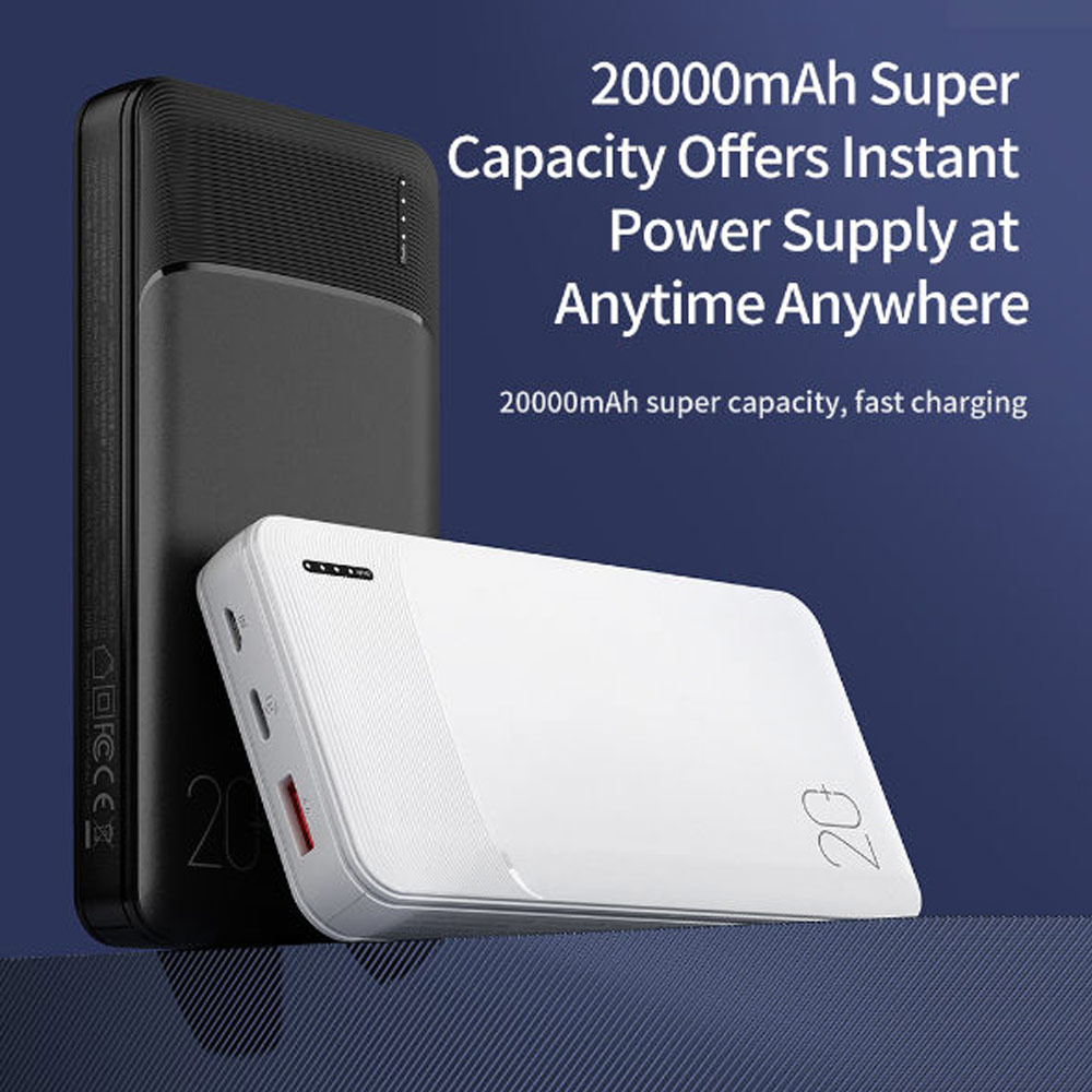 Picture of Rock Fast Charge 18W 20W 20000mAh Power Bank with Multiple Outputs USB C USB A (Black)