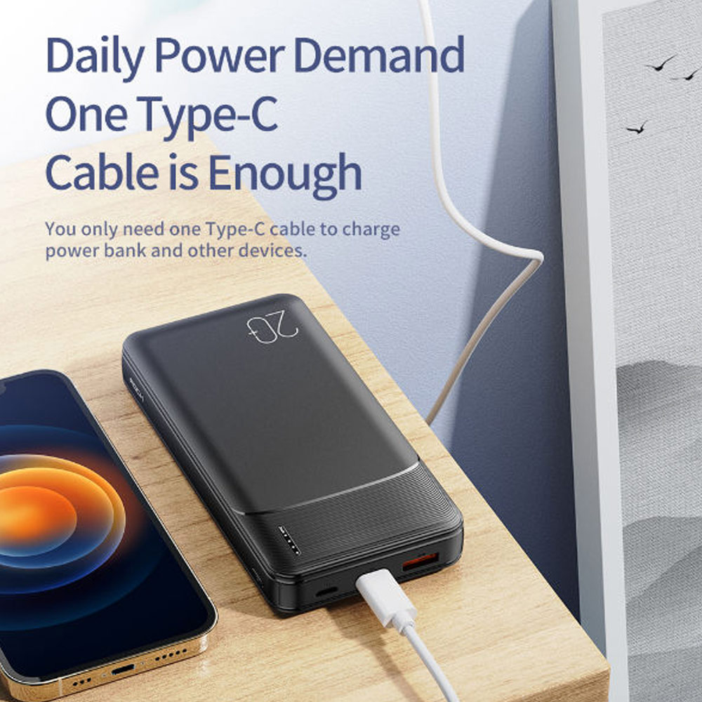 Picture of Rock Fast Charge 18W 20W 20000mAh Power Bank with Multiple Outputs USB C USB A (Black)