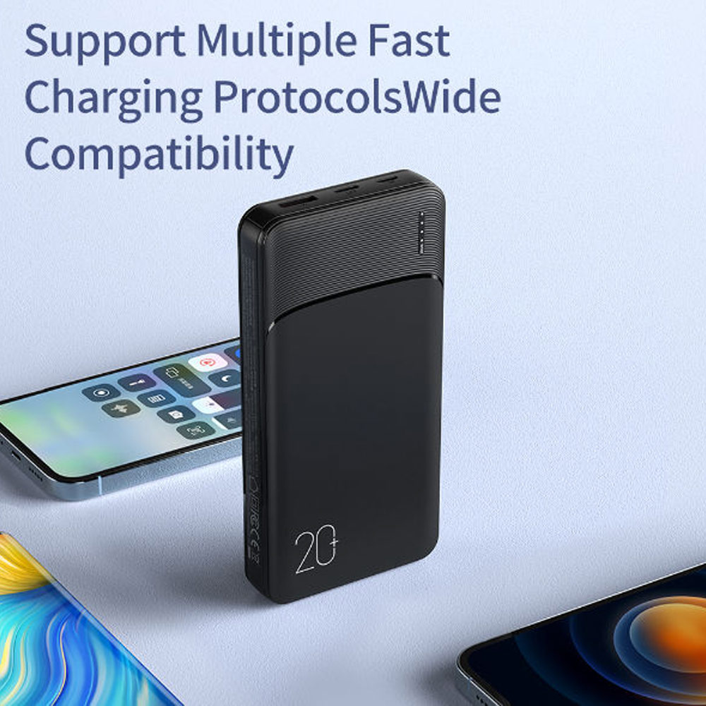 Picture of Rock Fast Charge 18W 20W 20000mAh Power Bank with Multiple Outputs USB C USB A (Black)