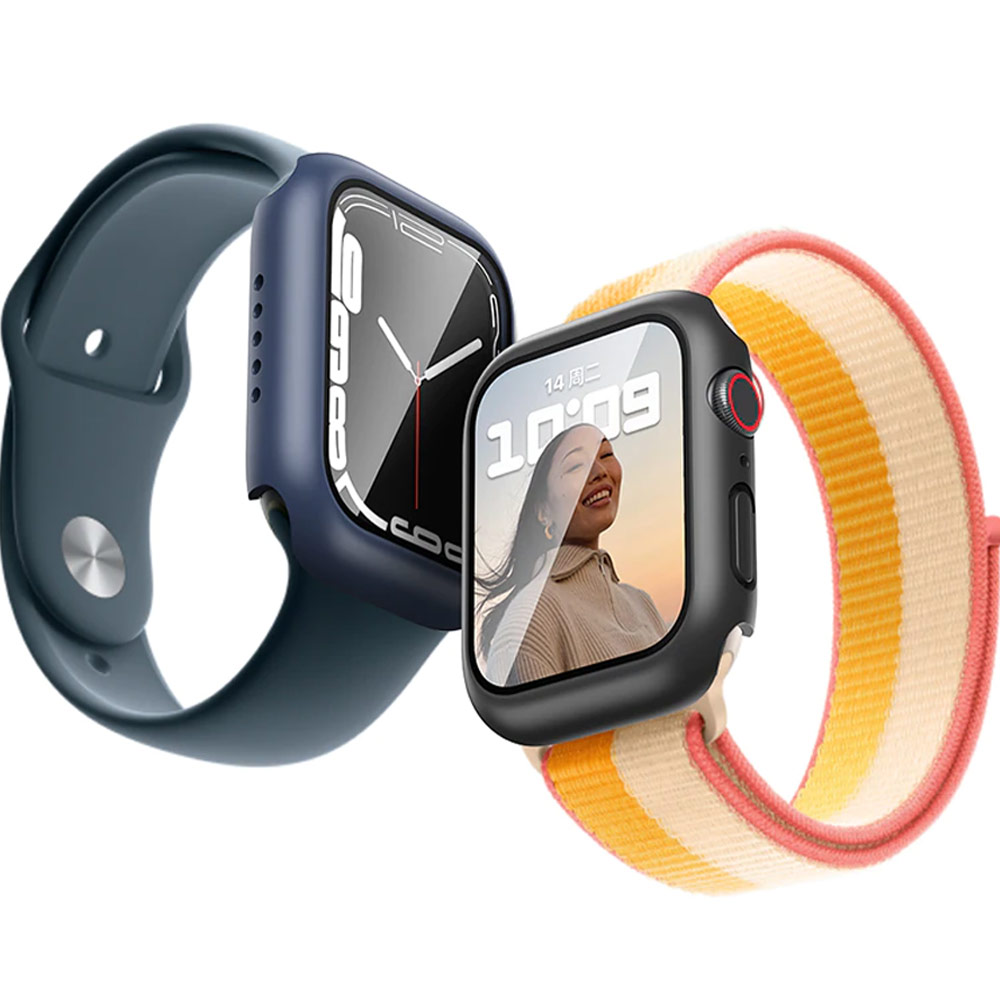 Picture of Apple Watch 41mm Case | Rock Integrated Case with High Sensitivity Touch 9H Tempered Glass for Apple Watch 41mm (Blue)