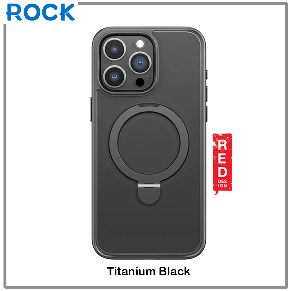 Picture of Apple iPhone 15 Pro Max 6.7 Case | Rock Guard Magnetic Foldable Ring Stand Drop Protection Case for iPhone 15 Pro Max 6.7 (Matte Titanium Black)