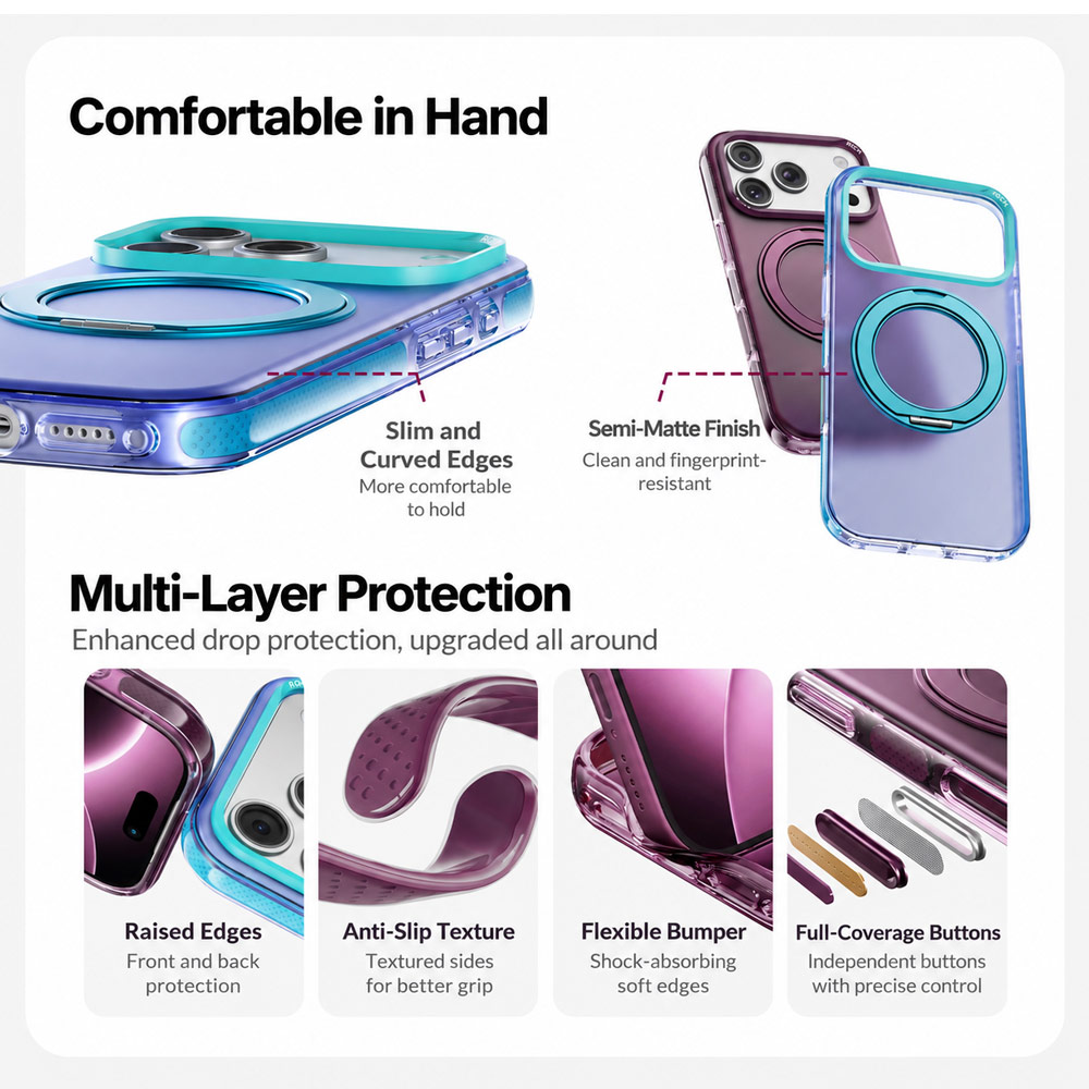 Picture of Apple iPhone 18 Pro Max Case | ROCK Guard Touch Rotating Series Magnetic Protection Case with Stand for iPhone 18 Pro Max 17 Pro Max (Matte Burgundy)