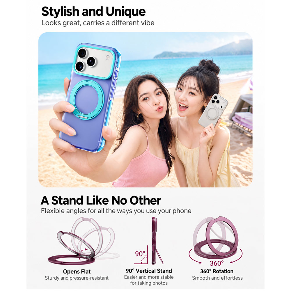 Picture of Apple iPhone 18 Pro Max Case | ROCK Guard Touch Rotating Series Magnetic Protection Case with Stand for iPhone 18 Pro Max 17 Pro Max (Matte Burgundy)