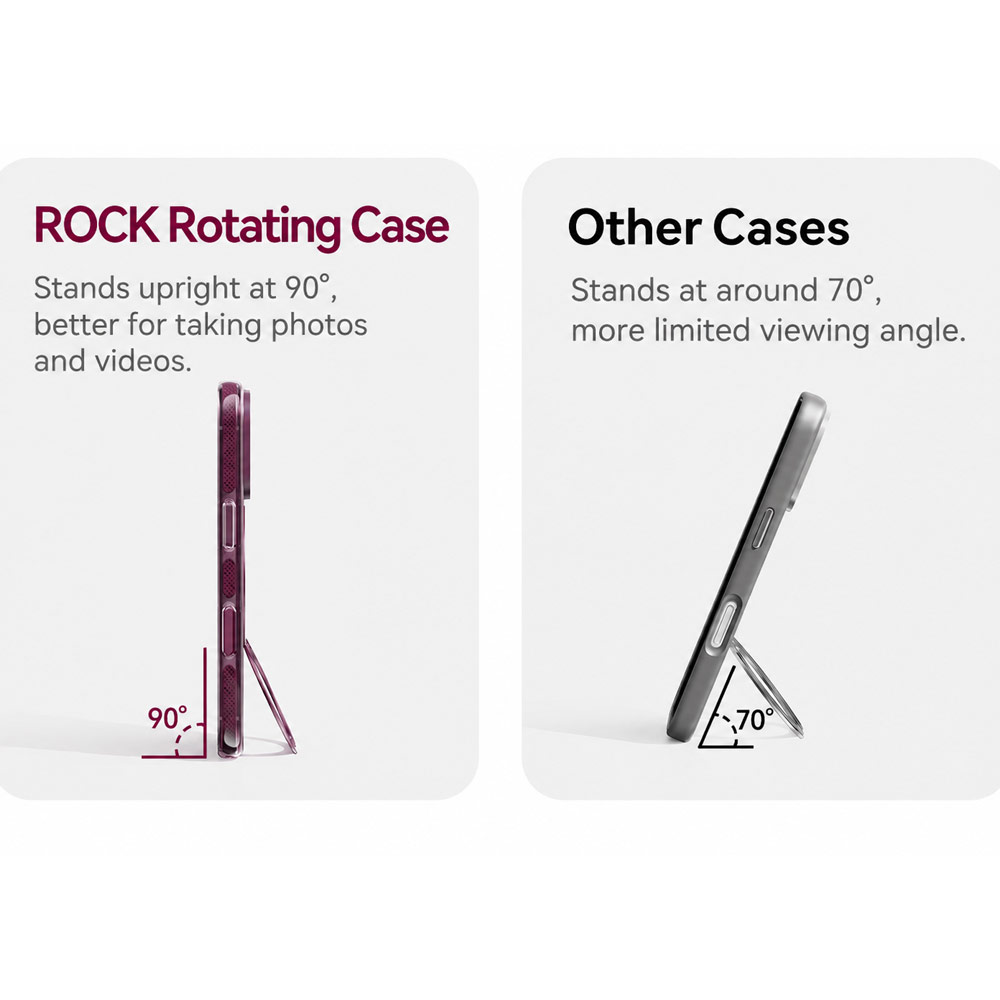 Picture of Apple iPhone 18 Pro Max Case | ROCK Guard Touch Rotating Series Magnetic Protection Case with Stand for iPhone 18 Pro Max 17 Pro Max (Matte Burgundy)