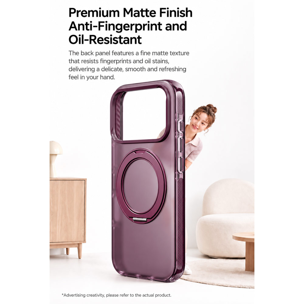 Picture of Apple iPhone 18 Pro Max Case | ROCK Guard Touch Rotating Series Magnetic Protection Case with Stand for iPhone 18 Pro Max 17 Pro Max (Matte Burgundy)