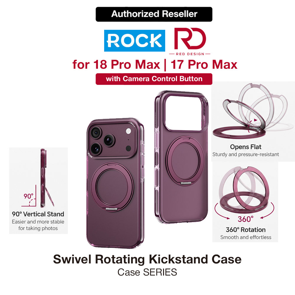 Picture of ROCK Guard Touch Rotating Series Magnetic Protection Case with Stand for iPhone 18 Pro Max 17 Pro Max (Matte Burgundy) Apple iPhone 17 Pro Max 6.9- Apple iPhone 17 Pro Max 6.9 Cases, Apple iPhone 17 Pro Max 6.9 Covers, iPad Cases and a wide selection of Apple iPhone 17 Pro Max 6.9 Accessories in Malaysia, Sabah, Sarawak and Singapore 