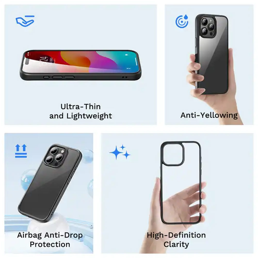 Picture of Apple iPhone 15 Pro 6.1 Case | Rock Guard Ultra Thin Light Weight Drop Protection Case for iPhone 15 Pro 6.1 (Black)