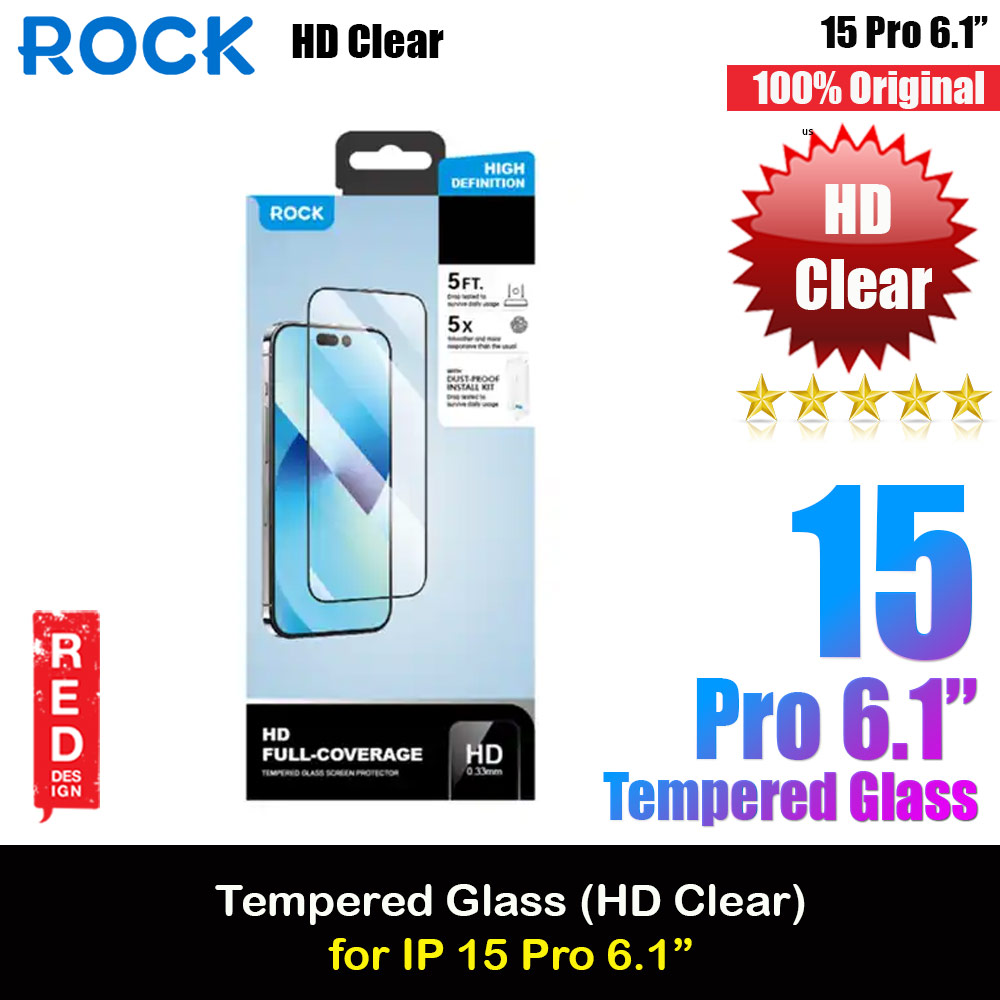 Picture of Rock 4K HD Full Coverage Tempered Glass for iPhone 15 Pro 6.1 (HD Clear) Apple iPhone 15 Pro 6.1- Apple iPhone 15 Pro 6.1 Cases, Apple iPhone 15 Pro 6.1 Covers, iPad Cases and a wide selection of Apple iPhone 15 Pro 6.1 Accessories in Malaysia, Sabah, Sarawak and Singapore 