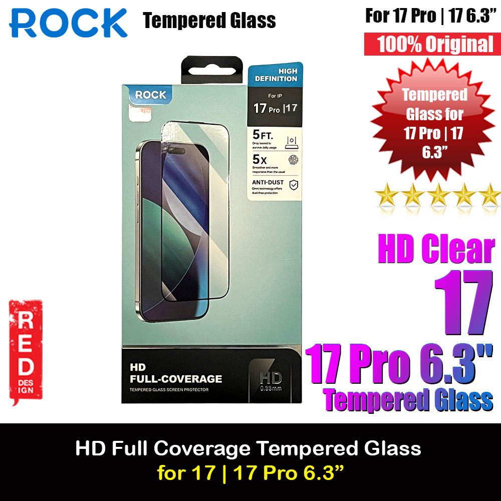 Picture of Rock Clear HD Full Coverage Tempered Glass for iPhone 17 Pro 6.3 17 6.3 (Clear) Apple iPhone 17 6.3- Apple iPhone 17 6.3 Cases, Apple iPhone 17 6.3 Covers, iPad Cases and a wide selection of Apple iPhone 17 6.3 Accessories in Malaysia, Sabah, Sarawak and Singapore 