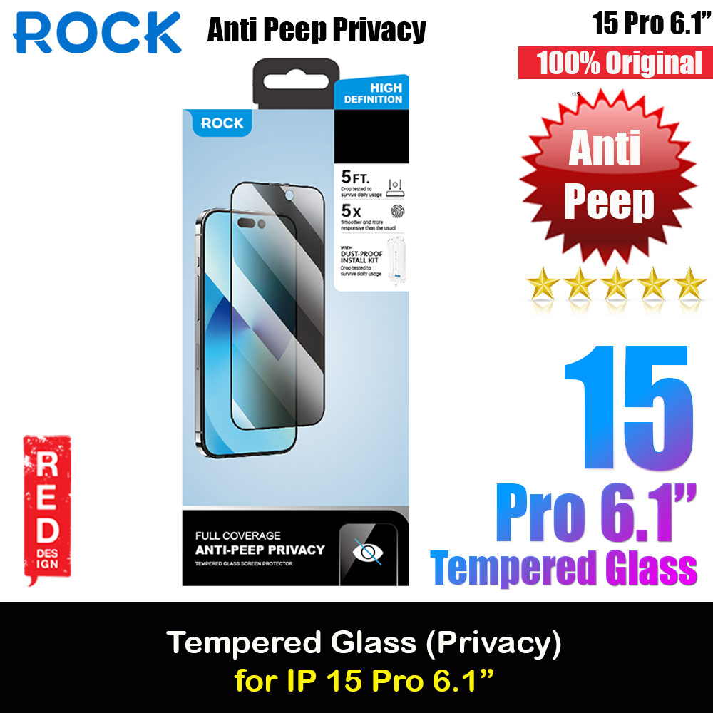 Picture of Rock Anti Peep HD Full Coverage Tempered Glass for iPhone 15 Pro 6.1 (Privacy) Apple iPhone 15 Pro 6.1- Apple iPhone 15 Pro 6.1 Cases, Apple iPhone 15 Pro 6.1 Covers, iPad Cases and a wide selection of Apple iPhone 15 Pro 6.1 Accessories in Malaysia, Sabah, Sarawak and Singapore 