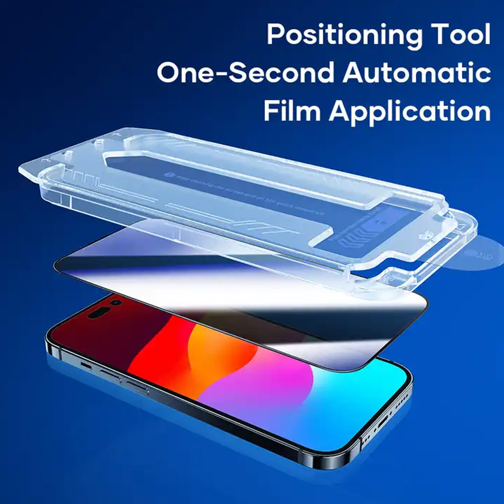 Picture of Apple iPhone 15 Pro Max 6.7  | Rock Anti Peep HD Full Coverage Tempered Glass with Installation Kit Helper for iPhone 15 Pro Max 6.7 (Privacy)
