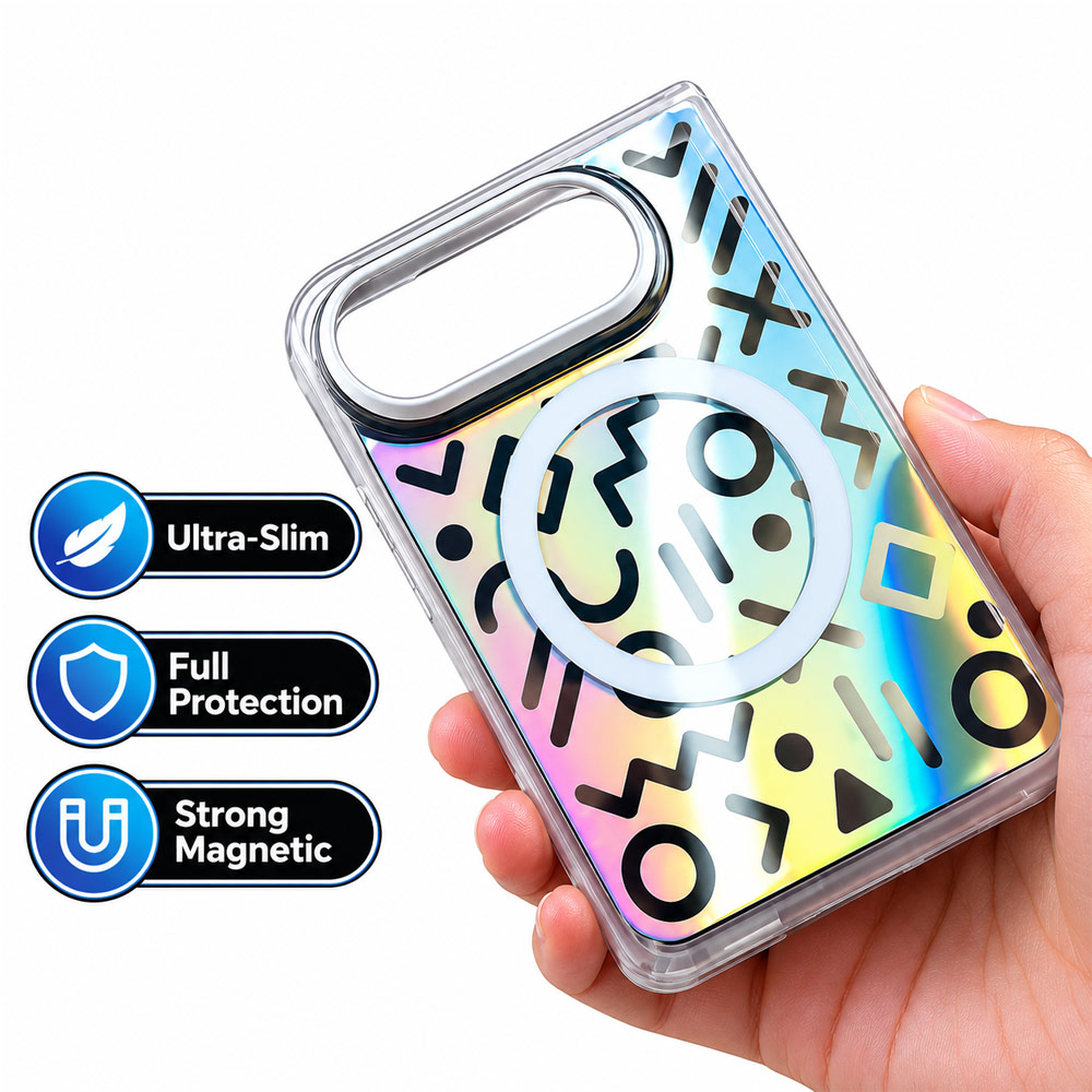 Picture of Apple iPhone Duo Case | ROCK Inshare Art Collage Magnetic Case for iPhone Duo - Iridescent