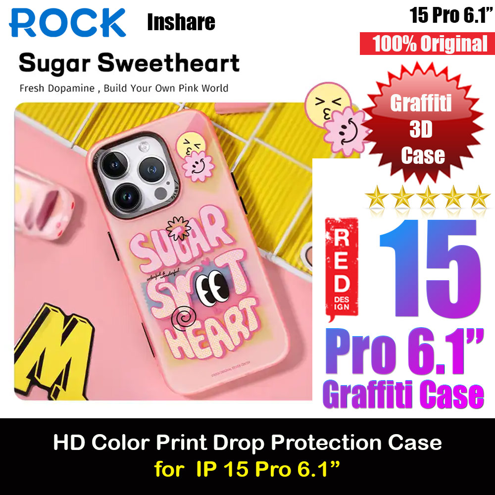 Picture of Rock Inshare Graffiti Hiqh Quality Print Colorful Drop Protection Case for iPhone 15 Pro 6.1 (Pink) Apple iPhone 15 Pro 6.1- Apple iPhone 15 Pro 6.1 Cases, Apple iPhone 15 Pro 6.1 Covers, iPad Cases and a wide selection of Apple iPhone 15 Pro 6.1 Accessories in Malaysia, Sabah, Sarawak and Singapore 