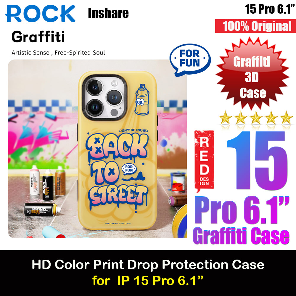 Picture of Rock Inshare Graffiti Hiqh Quality Print Colorful Drop Protection Case for iPhone 15 Pro 6.1 (Yellow) Apple iPhone 15 Pro 6.1- Apple iPhone 15 Pro 6.1 Cases, Apple iPhone 15 Pro 6.1 Covers, iPad Cases and a wide selection of Apple iPhone 15 Pro 6.1 Accessories in Malaysia, Sabah, Sarawak and Singapore 