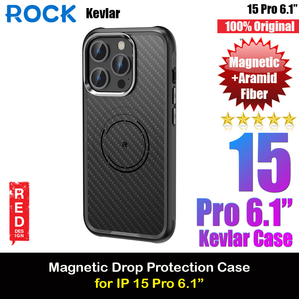 Picture of Rock Kevlar Series Drop Protection Magsafe Compatible Case for iPhone 15 Pro 6.1 (Aramid Fiber Black) Apple iPhone 15 Pro 6.1- Apple iPhone 15 Pro 6.1 Cases, Apple iPhone 15 Pro 6.1 Covers, iPad Cases and a wide selection of Apple iPhone 15 Pro 6.1 Accessories in Malaysia, Sabah, Sarawak and Singapore 