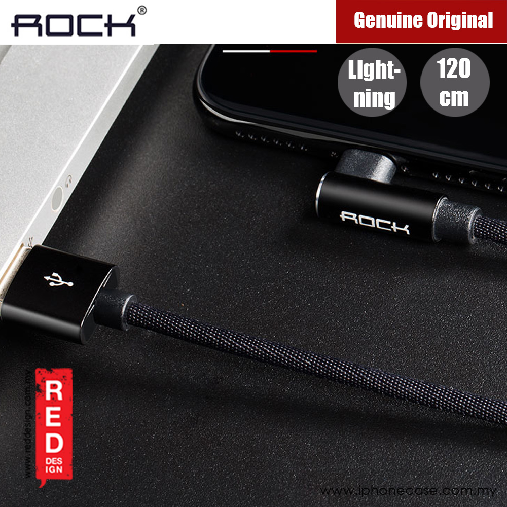 Picture of Rock L Shape Compatible with Lightning Metal Charge and Sync Round Cable 200cm (Black)