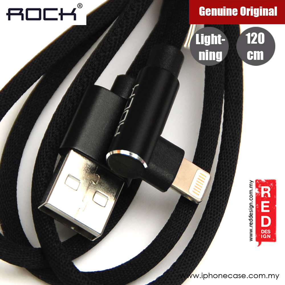 Picture of Rock L Shape Compatible with Lightning Metal Charge and Sync Round Cable 200cm (Black)