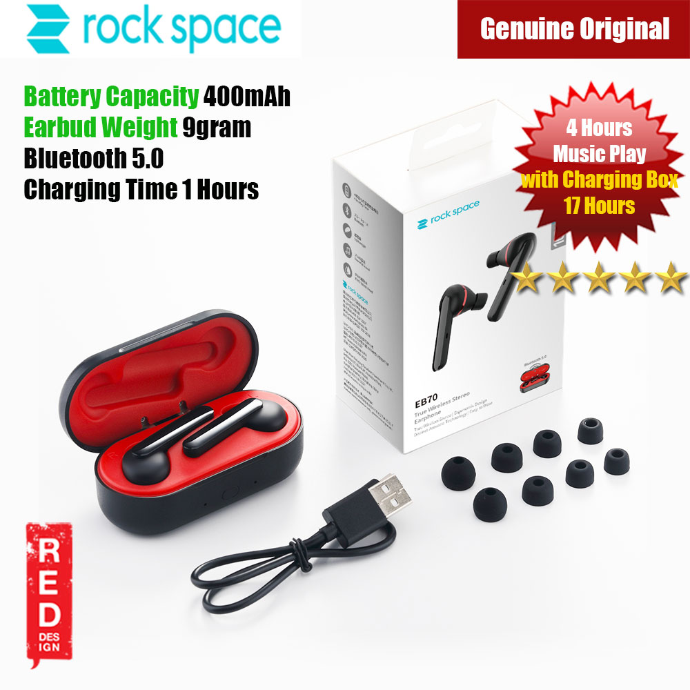 Picture of Rock Space EB70 True Wireless Stereo Earphone (Black) Red Design- Red Design Cases, Red Design Covers, iPad Cases and a wide selection of Red Design Accessories in Malaysia, Sabah, Sarawak and Singapore 