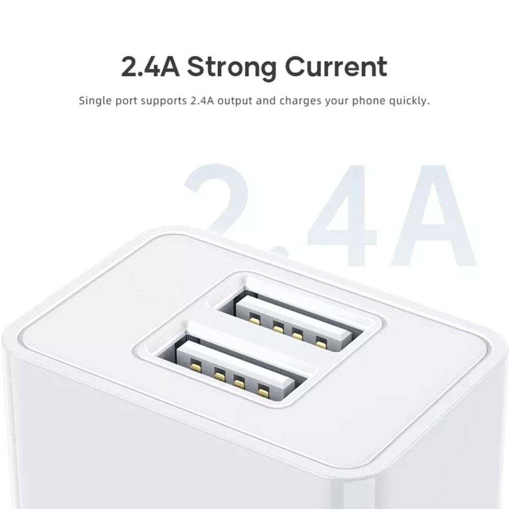 Picture of Rock Space T39 Dual Port Travel Charger for IOS Android iPhone 13 Pro Max 12 Pro Max (White)