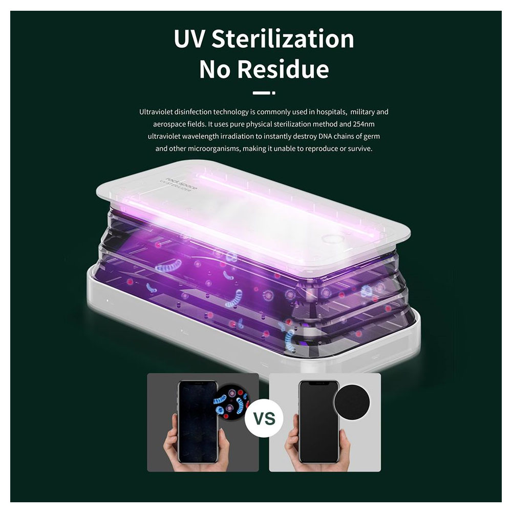 Picture of Rockspace Multifunction UV Light Sanitizer Sterilizer Box Kill Germ bacteria with 15W Wireless Charging  for Smartphone Smartwatch Airpods