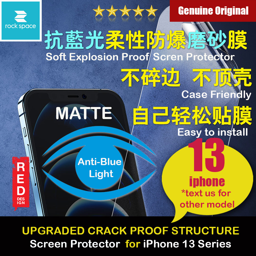Picture of Rock Space Custom Made Crack Proof Explosion Proof Flexible TPU Soft Screen Protector for Apple iPhone 13 Mini iPhone 13 Pro iPhone 13 Pro Max (Matte Anti Blue Light) Apple iPhone 13 6.1- Apple iPhone 13 6.1 Cases, Apple iPhone 13 6.1 Covers, iPad Cases and a wide selection of Apple iPhone 13 6.1 Accessories in Malaysia, Sabah, Sarawak and Singapore 