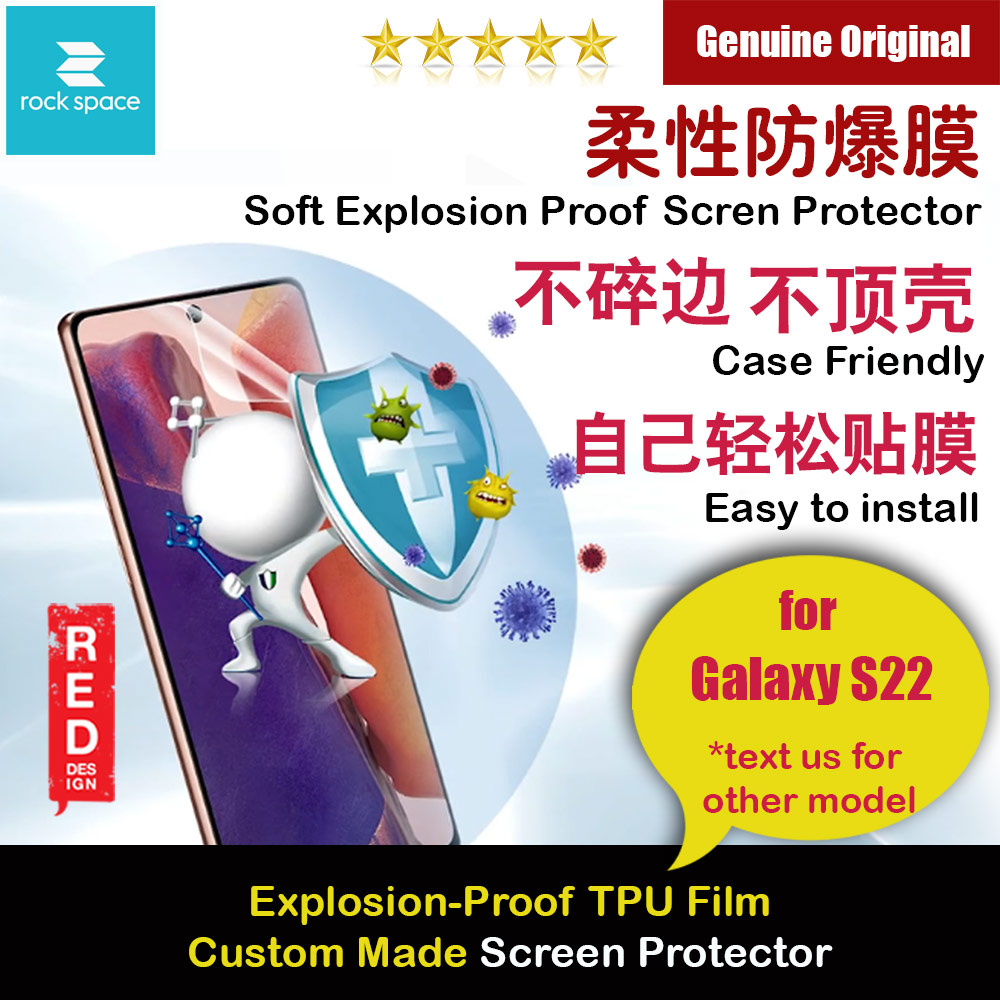 Picture of Rock Space Custom Made Crack Proof Explosion Proof Flexible TPU Soft Screen Protector Samsung Galaxy S22 6.1 (Clear with Anti Bacteria) Samsung Galaxy S22 6.1- Samsung Galaxy S22 6.1 Cases, Samsung Galaxy S22 6.1 Covers, iPad Cases and a wide selection of Samsung Galaxy S22 6.1 Accessories in Malaysia, Sabah, Sarawak and Singapore 